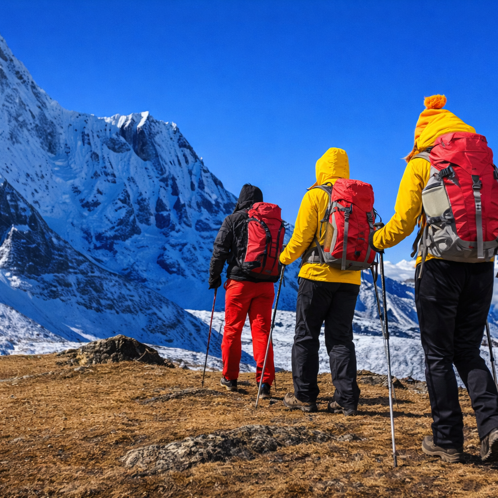 Trekkers-on-rugged-mountain-trail-complete-trekking-guide